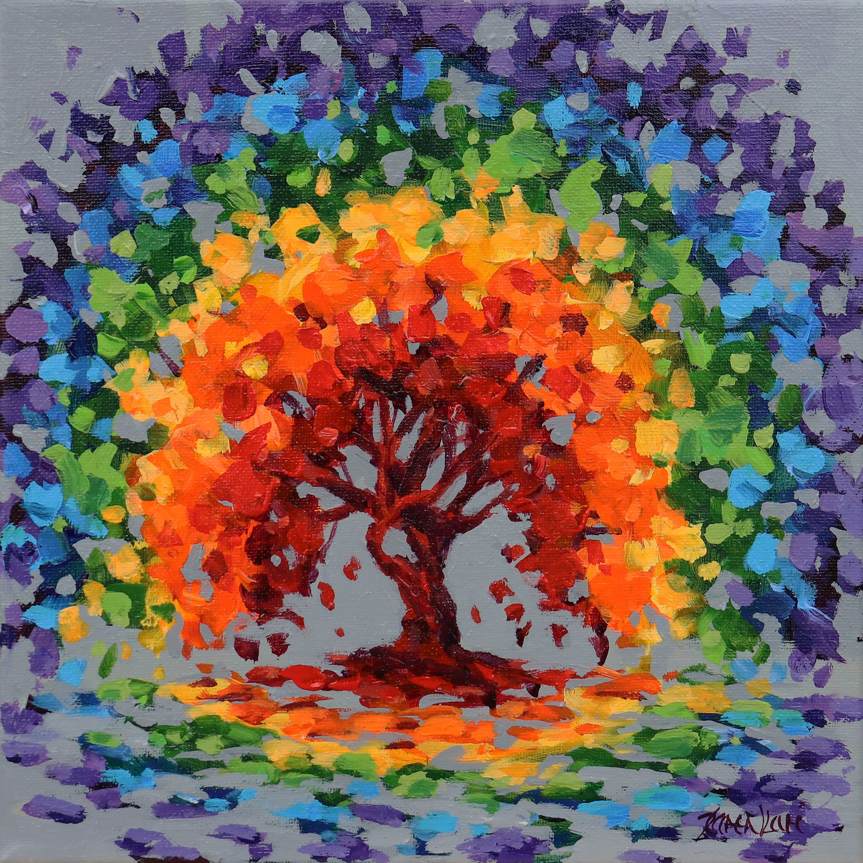 Rainbow tree cheap painting