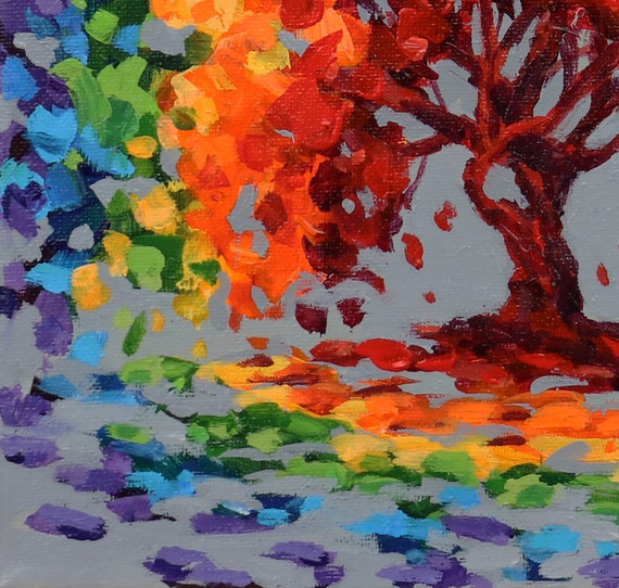 Rainbow Tree IV - Colorful Original Tree Painting - Etsy