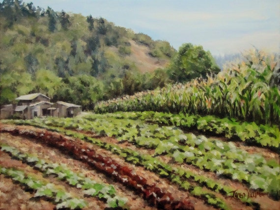 All in a Row Small Original Farm Vegetable Garden Painting ...