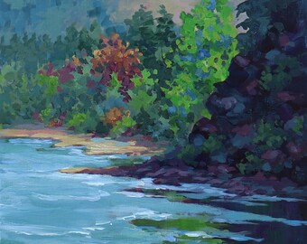 Shadow and Light Colorful River Painting