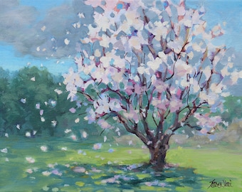 Release - Small Original Spring Blossoms Painting