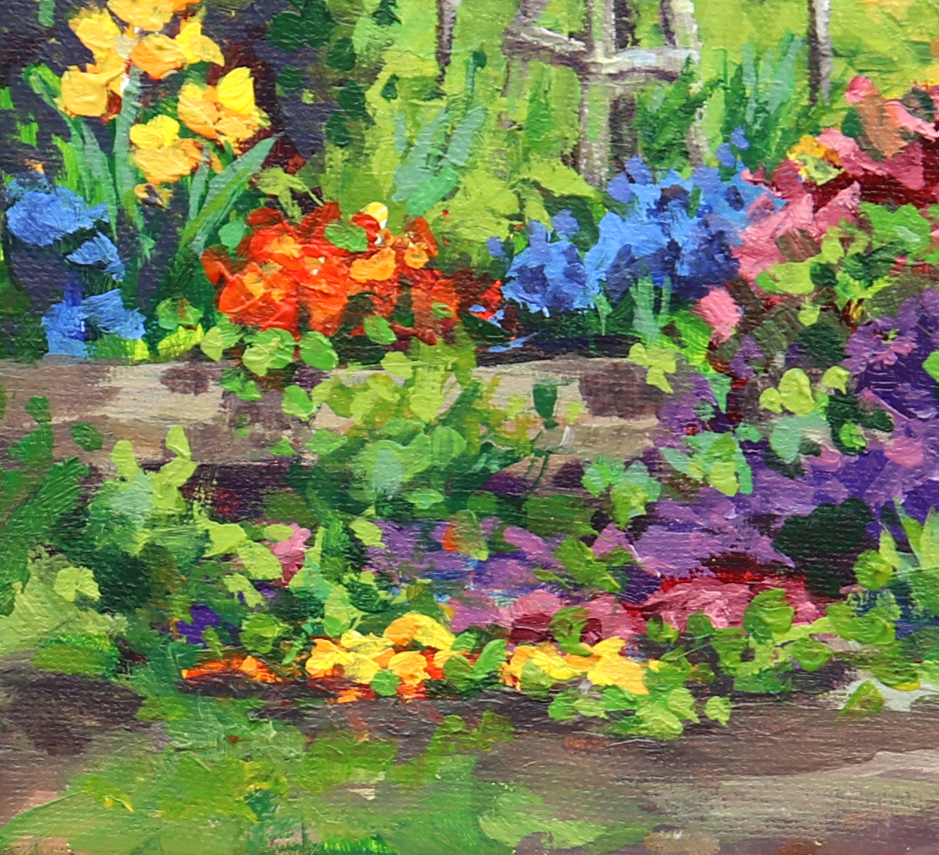 The Flower Garden Original Colorful Small Acrylic Floral Painting