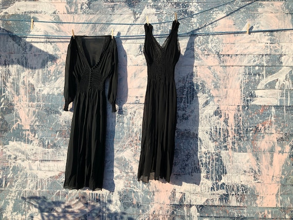 Sheer Black Dress Duo - Vintage - Black