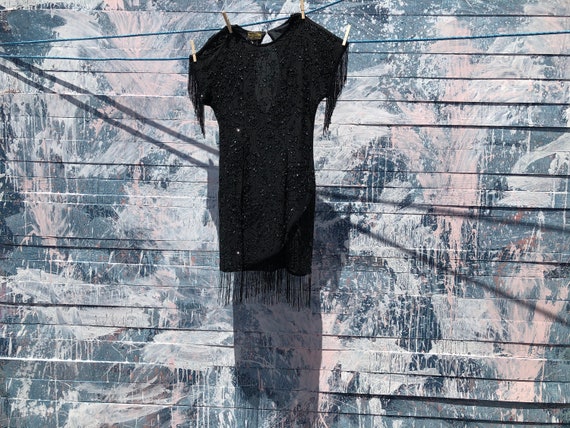 Black Flapper Dress - Vintage - image 2