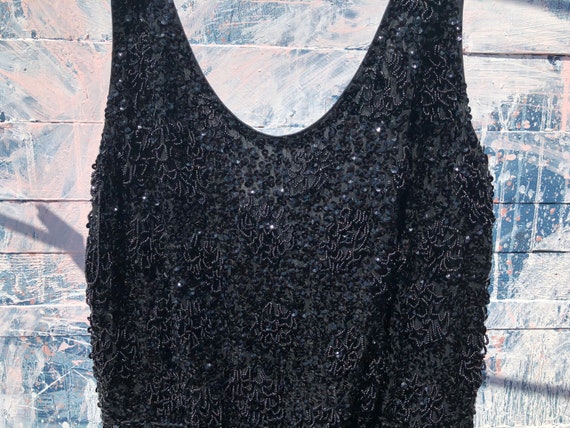 Midcentury Black Beaded Dress - Vintage - image 3