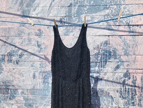 Midcentury Black Beaded Dress - Vintage - image 9