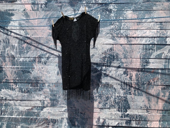 Black Flapper Dress - Vintage - image 1