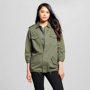 NWT Who What Wear Paris Grön Utility Jacka Dam Stor