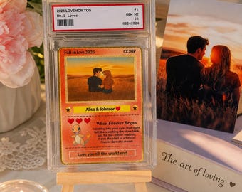 Custom Couple Trading Card, Personalized Anime Photo Love Card, Romantic Anniversary Gift for Lovers