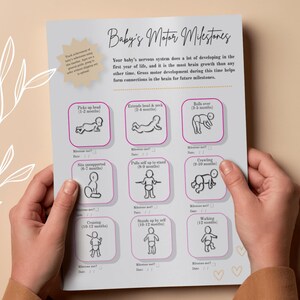 Editable Template for Chiropractors, Occupational, Physical Therapy | Developmental Motor Milestones Handout | Pediatric Practices, Infants