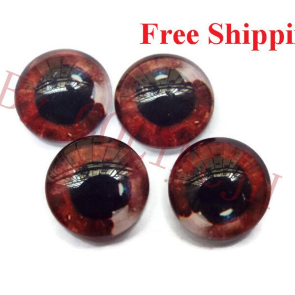 10pcs  12mm Colored  Glass Eyes Flat Back  Animal Craft Eyes Handmade Glass Cabochon