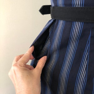 1950s blue and grey striped shirt dress, small image 7