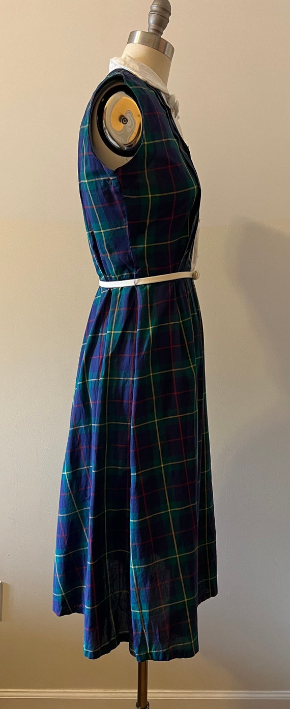 1960s green and blue plaid collared dress - image 5