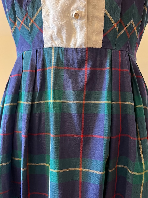 1960s green and blue plaid collared dress - image 8