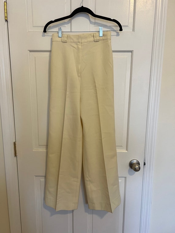 1970s crisp butter yellow polyester wide leg pants