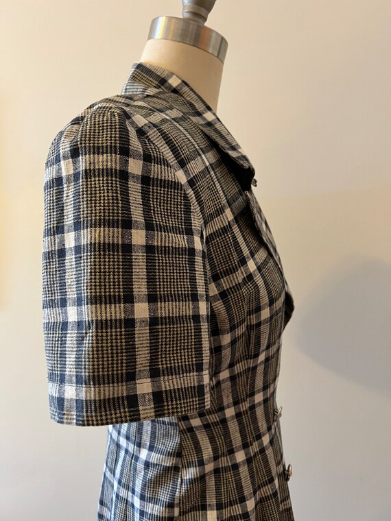 1980s blazer style collared plaid mini dress - image 4