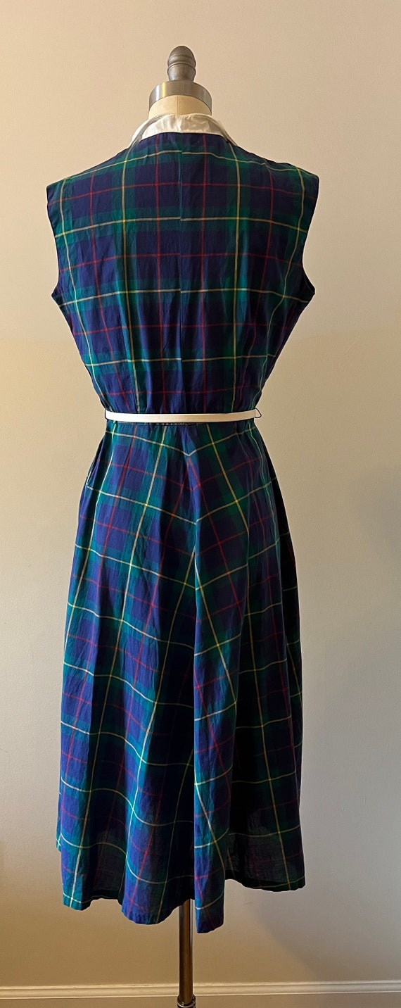 1960s green and blue plaid collared dress - image 6