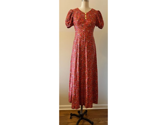 Beautiful Romantic Cream Floral 70s Maxi Dress