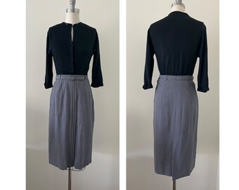 1950s Sears Roebuck grey pencil skirt with matching belt