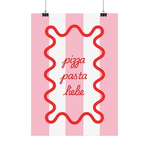 pizza pasta liebe Poster | Pink Stripes, Red Doodle Frame