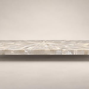 Selenite & Marble Table Top, 24x18 Inch Rectangular Inlay Table Top, White Stone Coffee Table Top, Luxury Home Decor