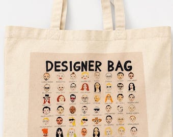 Bolso de lona con estampado de diseño en color crema - Sin marca