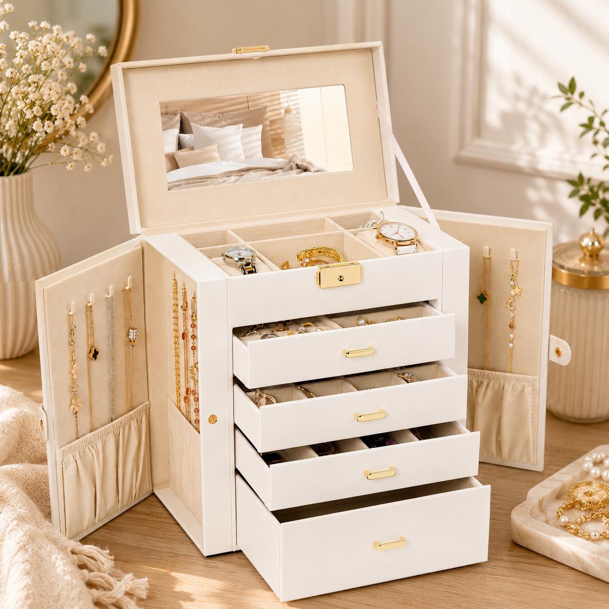 Jewelry Box With Lock and Mirror - Etsy