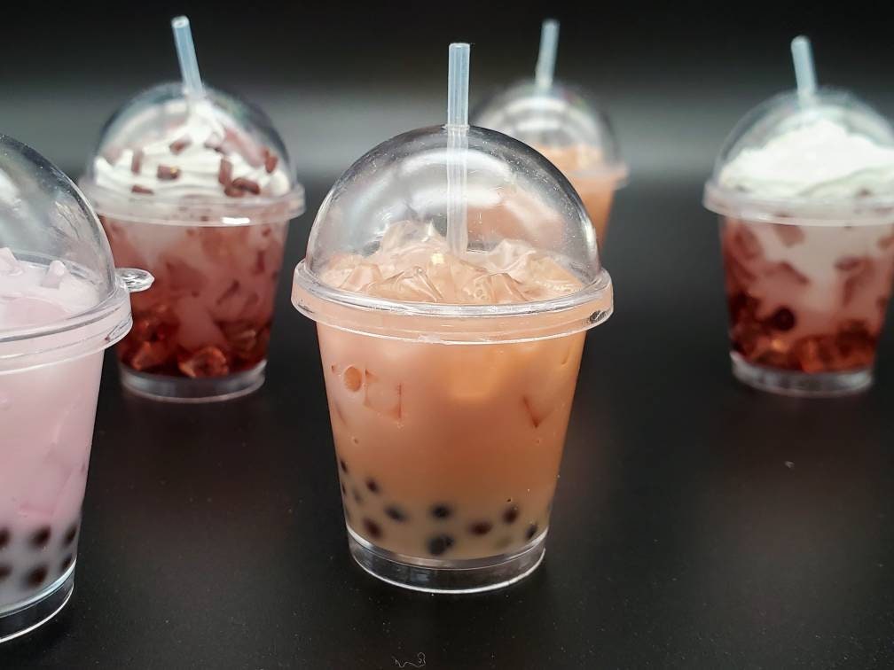 Black Tea Bubble Tea Keychain Etsy