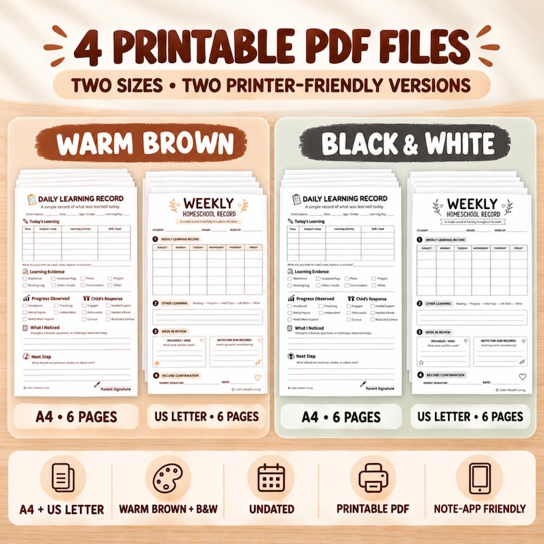 Homeschool Record Keeping Bundle Printable, 5 Tools, 6 Pages, Learning ...