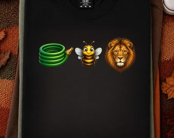 Hose Bee Lion PNG, Funny Rebus Garden Design, Gardening Humor