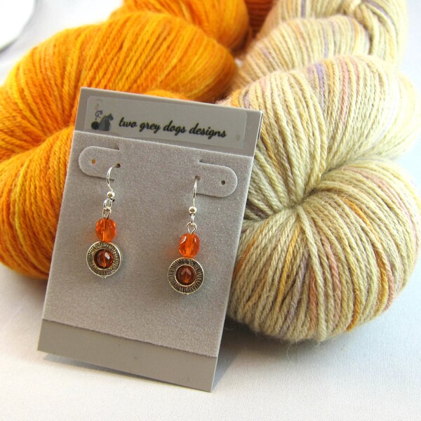 Knitting gift set: Pumpkinhead and Sand Beach Sunset and earrings, pink and orange, beaded earrings, gift set, doggy bag, knitting