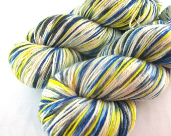 Lichtenstein - Picture Perfect:  modern art inspired yarn, hand dyed sock yarn, blue, yellow, black and white