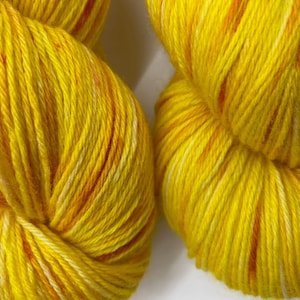 Sock yarn, saffron, yellow yarn, hand dyed yarn, Morocco, fingering weight