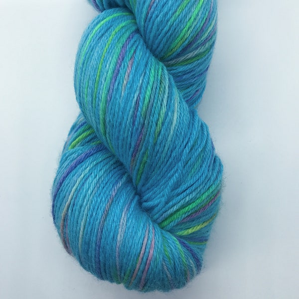 Monet Monet, Monet yarn, teal sock yarn, modern art inspired, merino silk yarn, fingering weight yarn, hand dyed sock yarn