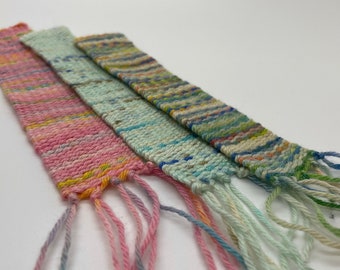 Handwoven Bookmark, Merino Silk Yarn, Colorful Reader Gift