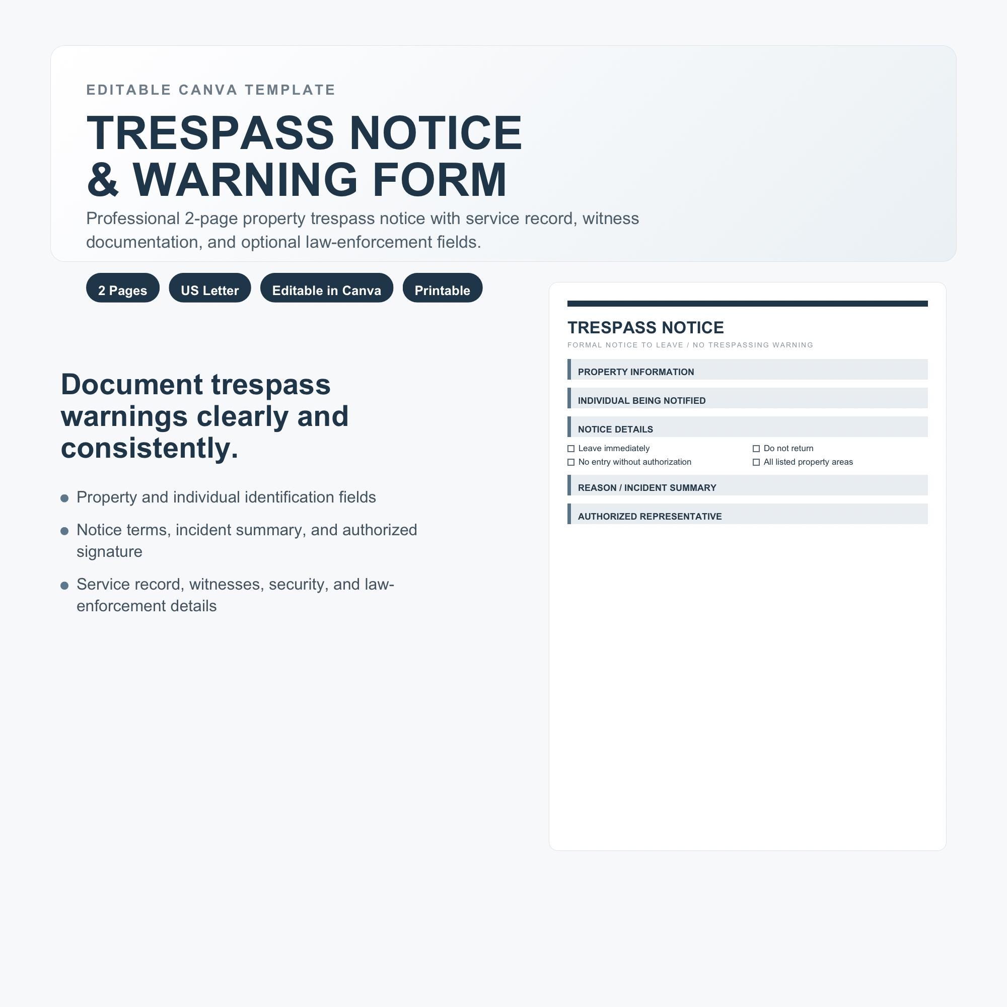 No Trespassing Letter Template - Etsy