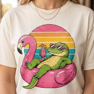 Funny Alligator PNG | Flamingo Float Summer Graphic | Later Alligator | Pool Party Crocodile | Retro Vacation Sublimation
