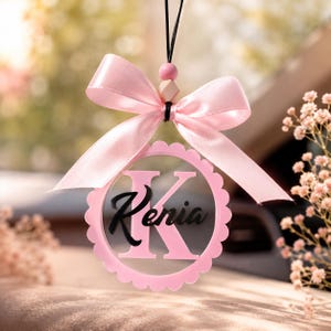 Personalized Car Charm with Name | Custom Initial Ornament | Rear View Mirror Accessory | Bag Charm | Tote Bag Gift | Handmade