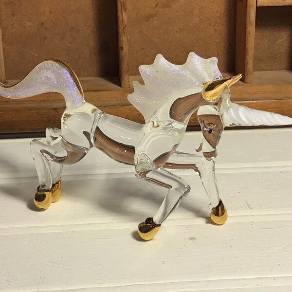 Hand Blown Glass Unicorn Figurine