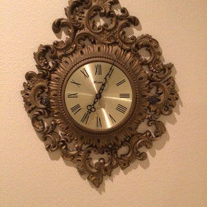 Vintage Gold Homco Wall Clock Hollywood Regency Style
