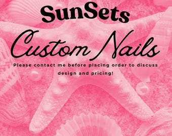 Press on nails, Custom nails Included prep kit. Handmade with love by SunSetsOfficial