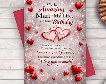 Carte d'anniversaire romantique pour mari, petit ami, partenaire, message d'amour