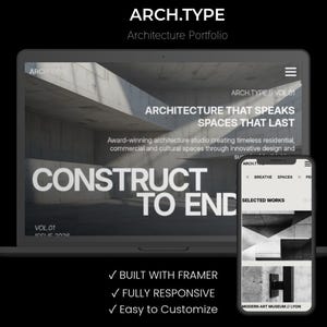 Architecture Website Template for Framer | Architect Portfolio | Interior Design Studio | Responsive CMS | Arch.Type