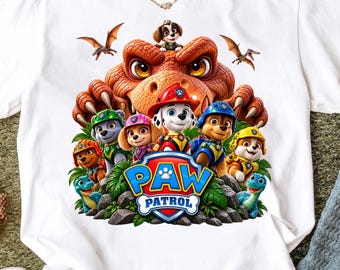 Paw Character T- Shirt Design, Cute Cartoon Dog T Shirt, Kids Adventure T-Shirt PNG, Dragon T-Shirt, Digital Download