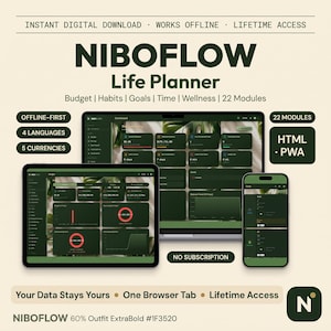 Digital Life Planner Offline Web App, Budget Habit Tracker | All In One Planner, Web Based Planner | No Subscription, Multi Language
