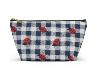 Ladybug Plaid Accessory Pouch  T Bottom Zipper Pouch