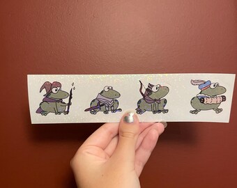 DnD Frogs, Waterproof Holographic Stickers made by StickerCritterArt