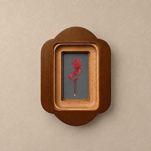 2x3 Rectangular Wooden Frame with Red Botanical Arrangement, Handcrafted Wall Art, Dried Flowers