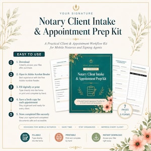 Kit per la raccolta dati dei clienti e la preparazione all'appuntamento con il notaio, moduli notarili compilabili su dispositivi mobili, download digitale in PDF.