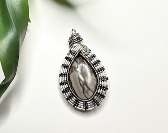 Hand Woven, Wire Wrapped, Jasper Pendant, artisan, handmade